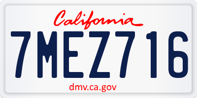 CA license plate 7MEZ716