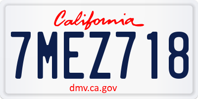 CA license plate 7MEZ718