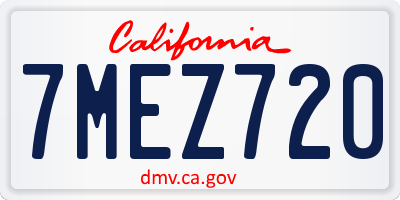 CA license plate 7MEZ720