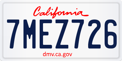 CA license plate 7MEZ726
