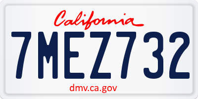 CA license plate 7MEZ732