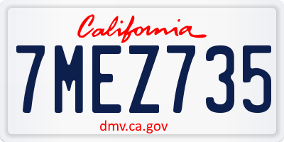 CA license plate 7MEZ735