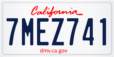 CA license plate 7MEZ741