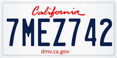 CA license plate 7MEZ742