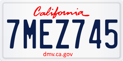 CA license plate 7MEZ745