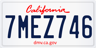 CA license plate 7MEZ746