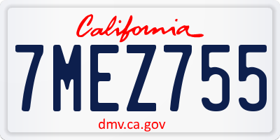 CA license plate 7MEZ755