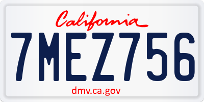 CA license plate 7MEZ756