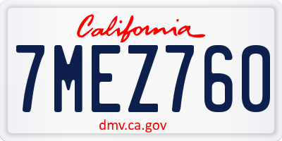 CA license plate 7MEZ760