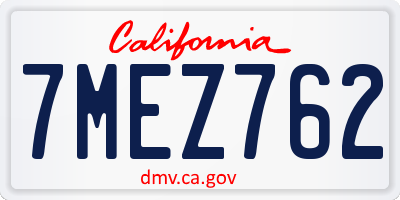 CA license plate 7MEZ762