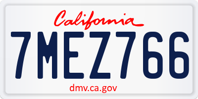 CA license plate 7MEZ766