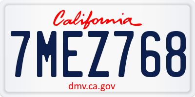 CA license plate 7MEZ768