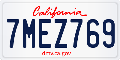 CA license plate 7MEZ769