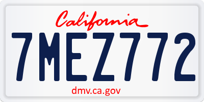 CA license plate 7MEZ772