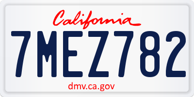 CA license plate 7MEZ782