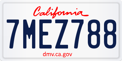 CA license plate 7MEZ788
