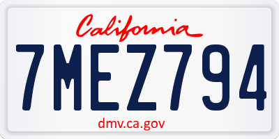 CA license plate 7MEZ794