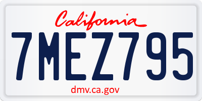 CA license plate 7MEZ795