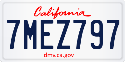 CA license plate 7MEZ797