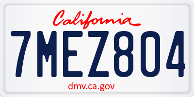 CA license plate 7MEZ804