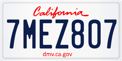 CA license plate 7MEZ807