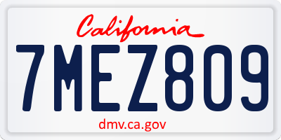 CA license plate 7MEZ809