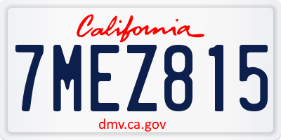 CA license plate 7MEZ815