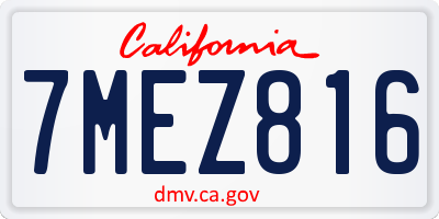 CA license plate 7MEZ816