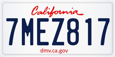 CA license plate 7MEZ817