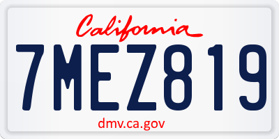 CA license plate 7MEZ819