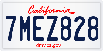 CA license plate 7MEZ828