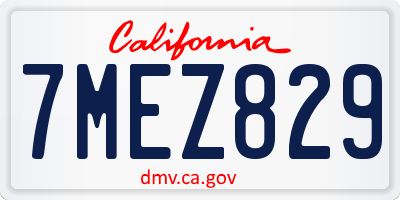 CA license plate 7MEZ829