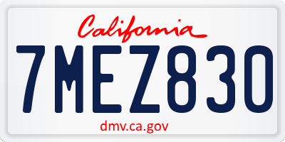 CA license plate 7MEZ830