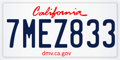 CA license plate 7MEZ833