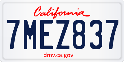CA license plate 7MEZ837