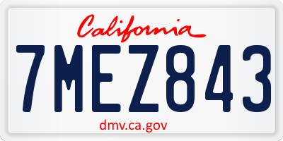 CA license plate 7MEZ843