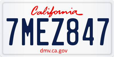 CA license plate 7MEZ847