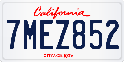 CA license plate 7MEZ852
