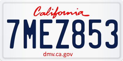 CA license plate 7MEZ853