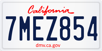CA license plate 7MEZ854