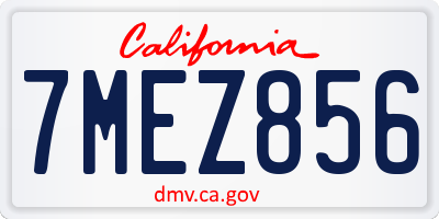 CA license plate 7MEZ856
