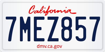 CA license plate 7MEZ857