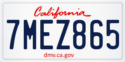 CA license plate 7MEZ865