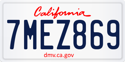 CA license plate 7MEZ869