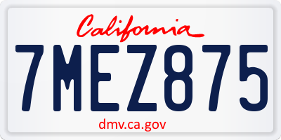 CA license plate 7MEZ875
