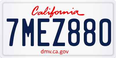 CA license plate 7MEZ880