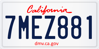 CA license plate 7MEZ881
