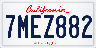 CA license plate 7MEZ882