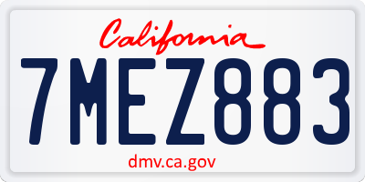 CA license plate 7MEZ883