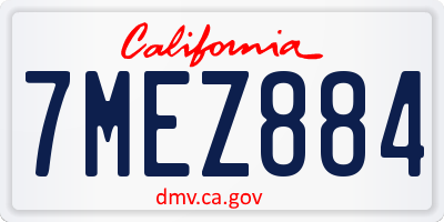 CA license plate 7MEZ884